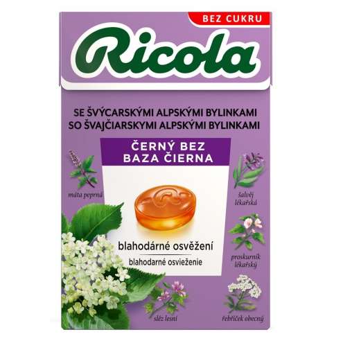 RICOLA CERNY BEZ BEZ CUKRU 40G